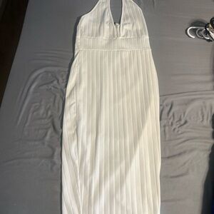 Elegant White Halter Dress